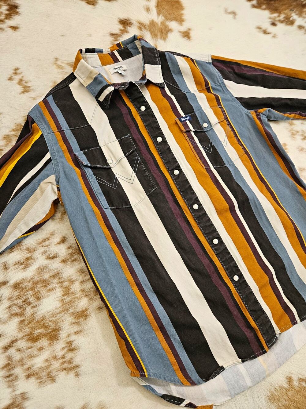 Wrangler Retro Striped Western Pearl Snap Shirt Multicolor Women's M NWOT